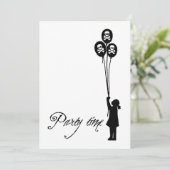 白 - スカル＆クロスボーンズパーティータイムバルーンガール 招待状 (スタンド正面)