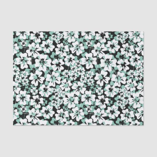 白、ターコイズの花の黒。 薄葉紙 (正面)