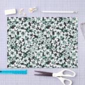 白、ターコイズの花の黒。 薄葉紙 (クラフト)