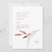 白/テラコッタモダンの葉の親の結婚数 招待状 (正面)