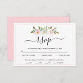 白、ピンクの野生の犬のバラフローラ結婚式RSVP 出欠カード (正面/裏面)