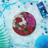 白、ピンク、赤のディアンサスフローラ ペーパープレート (パーティー)