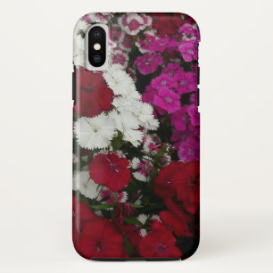 白、ピンク、赤のディアンサスフローラ iPhone X ケース