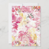 白、ピンク、赤面水彩抽象芸術花 招待状 (裏面)