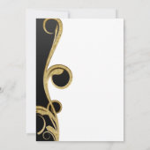 白 ブラック ゴールド シック エレガント スワール ウェディング 招待状 (裏面)