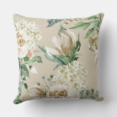 白/ベージュヴィンテージフローラ枕 クッション (裏面)