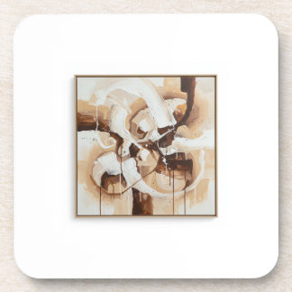 白、ベージュ、茶色の抽象芸術 コースター