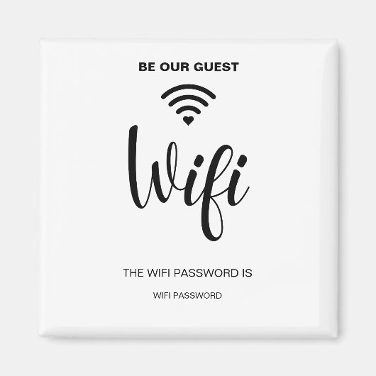 白 ミニマリスト シンプル WiFi パスワード マグネット (正面)
