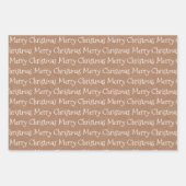 白「メリークリスマス」クラフト紙テクスチャ ラッピングペーパーシート (正面3)