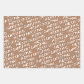 白「メリークリスマス」クラフト紙テクスチャ ラッピングペーパーシート (正面2)