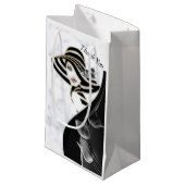 白 – モダンマーブルブラック抽象芸術抱き枕 スモールペーパーバッグ (正面アングル)