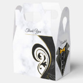 白 – モダン大理石ブラック抽象芸術ギフトボックス フェイバーボックス (オープン)