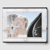 白 – モダン大理石ブラック抽象芸術 ゲストブック (裏面)