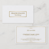 白(モダン幾何学的金ゴールドアクセント) 名刺 (正面/裏面)