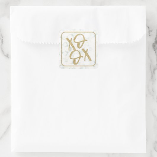 白+モダン金ゴールドXOXO任意の大事な行事 スクエアシール (バッグ)