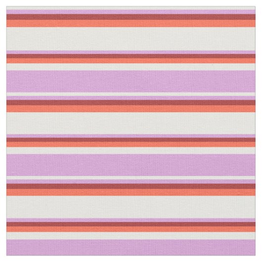 白、梅、茶色、赤の線 ファブリック (クローズアップ)