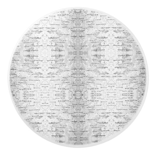 白、樺の木の樹皮の写真 セラミックノブ (正面)