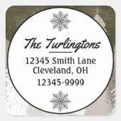 白/灰色の雪に覆われた松の木差出人住所 スクエアシール (正面)