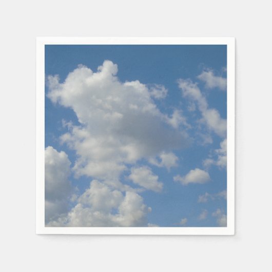 白/灰色の雲と青い空のナプキン スタンダードカクテルナプキン (正面)