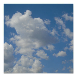 白/灰色の雲と青空 ポスター