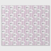 白、灰色、ピンクの象ストライプの赤ちゃんシャワー ラッピングペーパー (フラット)