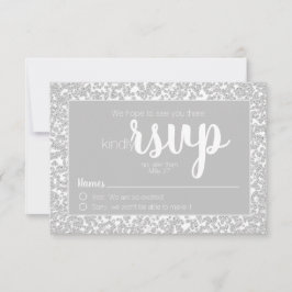 白 灰 非公式 ダイヤモンド グリッター 結婚式 RSVP