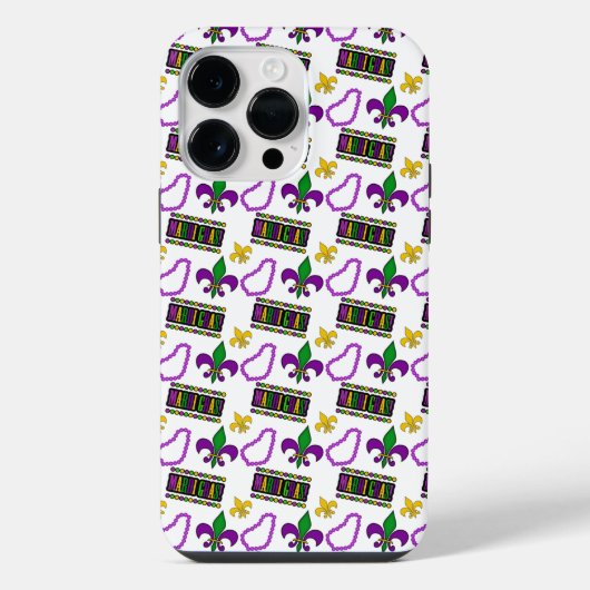 白 紫 緑 黄 マルディグラス ビーズ iPhoneケース (裏面)