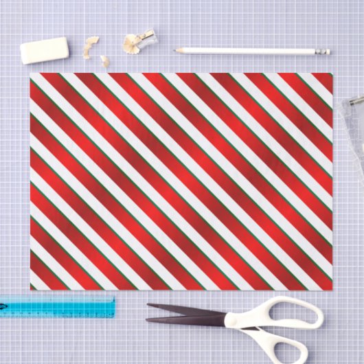 白、緑および赤い対角線は縞で飾ります 薄葉紙 (クラフト)