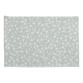 白（緑） |リノプリント星模様 枕カバー (裏面-右)