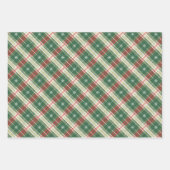 白、緑、赤のクリスマスプレド ラッピングペーパーシート (正面)