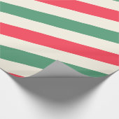白、緑、赤のクリスマスラッストライプピング ラッピングペーパー (角)
