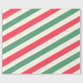 白、緑、赤のクリスマスラッストライプピング ラッピングペーパー (フラット)