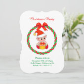 白、緑、赤の可愛いクリスマスエルフ 招待状 (スタンド正面)
