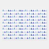 白、緑、青のクリスマスツリー ラッピングペーパーシート (正面3)