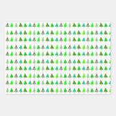 白、緑、青のクリスマスツリー ラッピングペーパーシート (正面2)