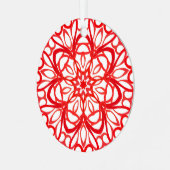 白&赤かわいらし装飾曼荼羅かわいいクリスマス メタルオーナメント (正面左)