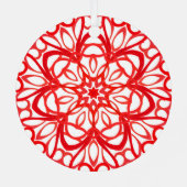 白&赤かわいらし装飾曼荼羅かわいいクリスマス メタルオーナメント (裏面)