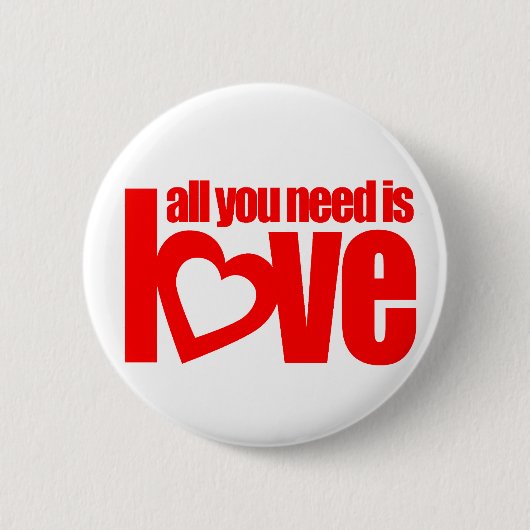 白・赤のボタンバッジ「愛」が必要だ 缶バッジ (正面)