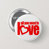 白・赤のボタンバッジ「愛」が必要だ 缶バッジ (正面&裏面)