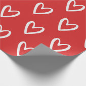 白（赤手）描きハート ラッピングペーパー (角)