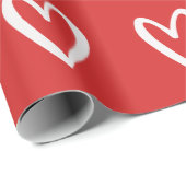 白（赤手）描きハート ラッピングペーパー (ロールコーナー)