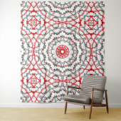 白、赤、カーキのマンダラ。 タペストリー (インサイチュ)