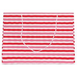 白 赤 ピンク ストライプ  ブライダルシャワー ラージペーパーバッグ