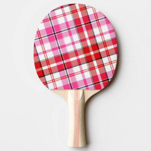 白 赤 ピンク Plaid ターターンデザイン  卓球ラケット (裏面)