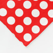 白(赤) (中)サイズ(横)水玉模様 フリースブランケット (角)