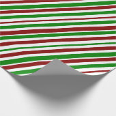 白、赤、緑のクリスマスをテーマにしたストライプパターン ラッピングペーパー (角)