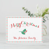 白、赤、緑のクリスマスカーパーソナライズされたド シーズンカード (スタンド正面)