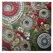 白、赤、緑のクリスマススパイラルパターン タイル (正面)