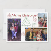 白、赤、緑の複モダン合写真 シーズンカード (正面)