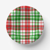 白 赤 緑 Plaid ターターンデザイン  ペーパーボウル (正面)